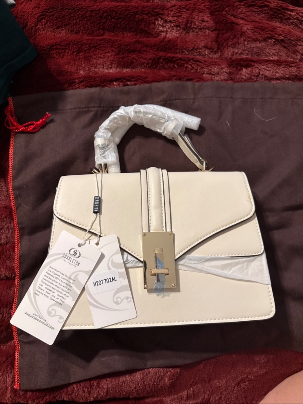 Scarleton Cream Structured Top-Handle Satchel